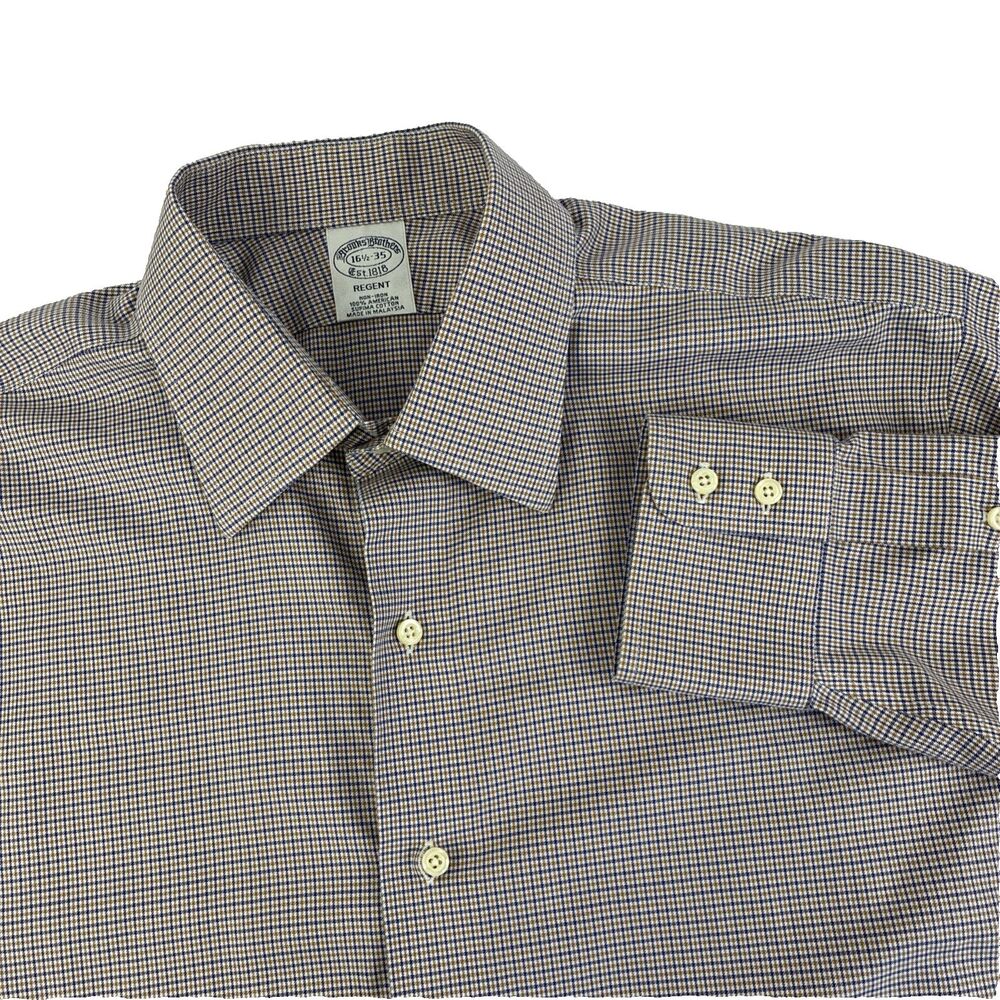 Mens Brooks Brothers Regent Button Up LS Dress Shirt Size 16.5-35 Cotton Check